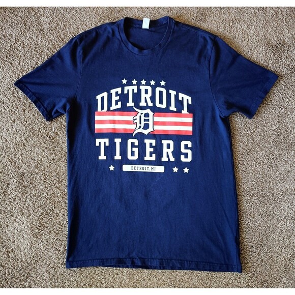 Detroit Tigers T-Shirt Men's Medium Navy Blue Short Sleeve - Picture 1 of 7